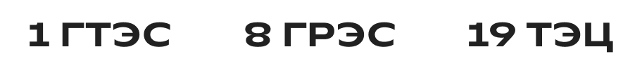 1 ГТЭС, 8 ГРЭС, 19 ТЭЦ